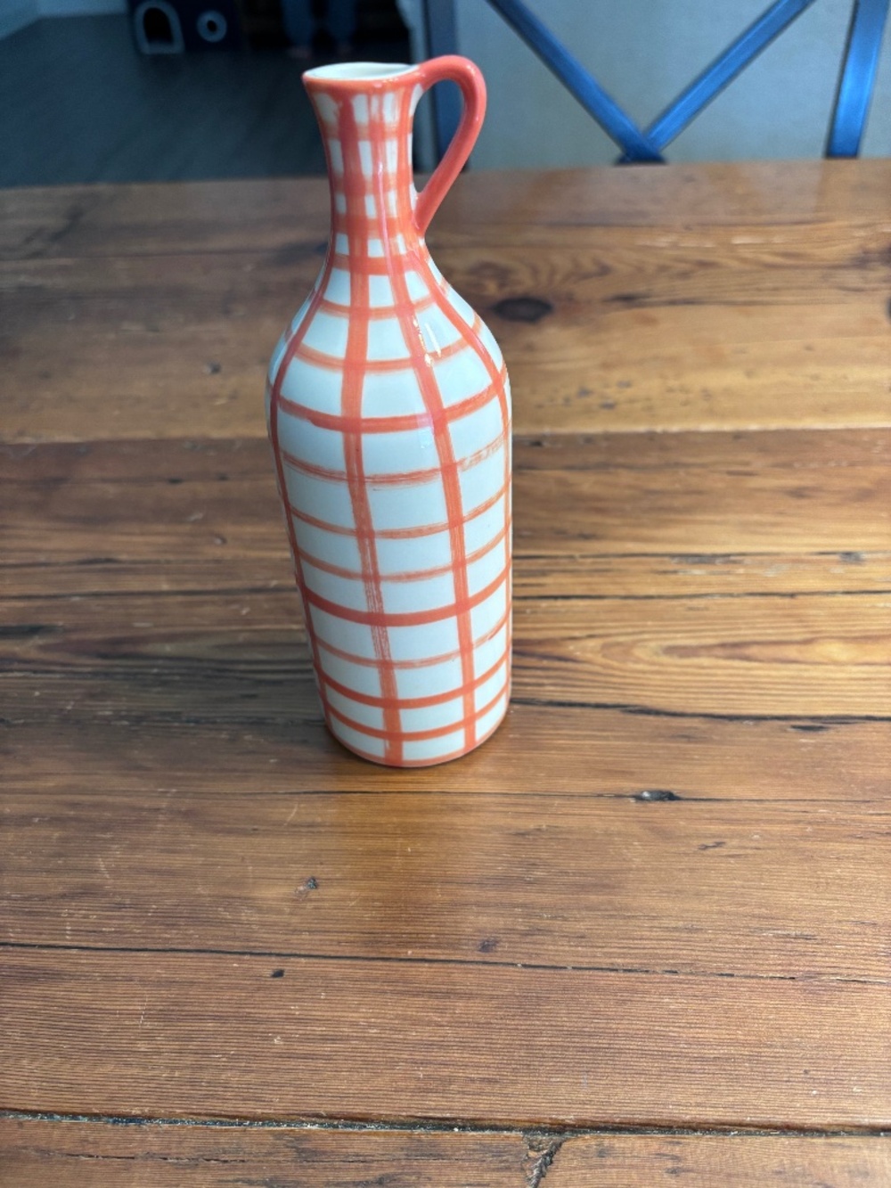 Anthropologie Handpainted Coral Red Milos Vase